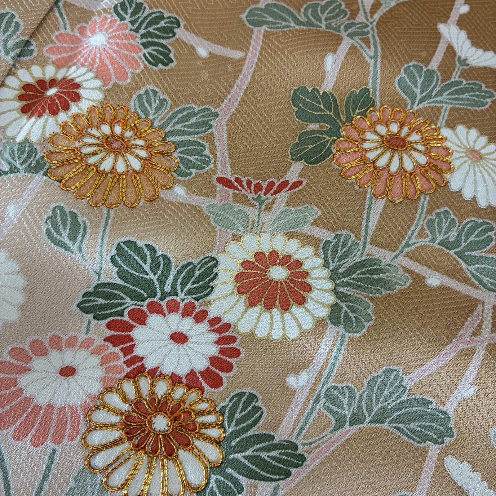 付下げ 金駒刺繍 友禅 金彩 紗綾形の地紋 一つ紋 正絹 着物 MK-9210