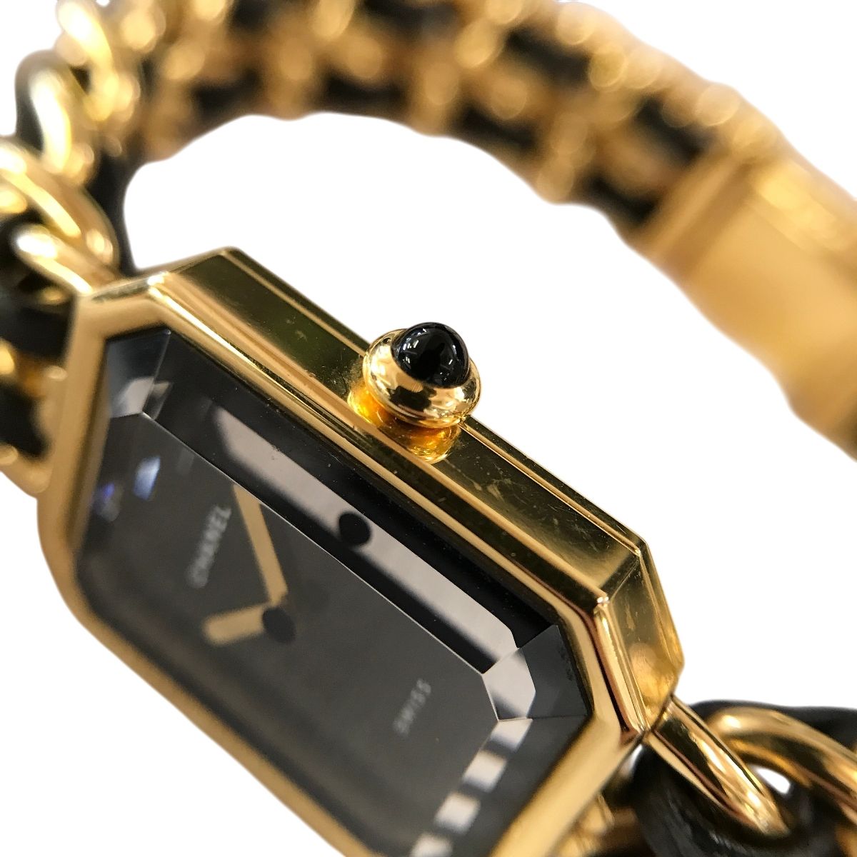 CHANEL クォーツ腕時計 ゴールド/ブラック ノベルティvintage香港製 シャネル CHANEL プルミエール ヴィンテージ H0001 レディース