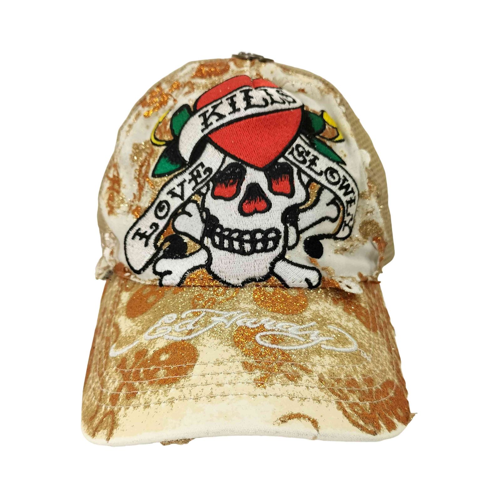 エドハーディー Ed Hardy スカル ラメ メッシュ スナップバック 
