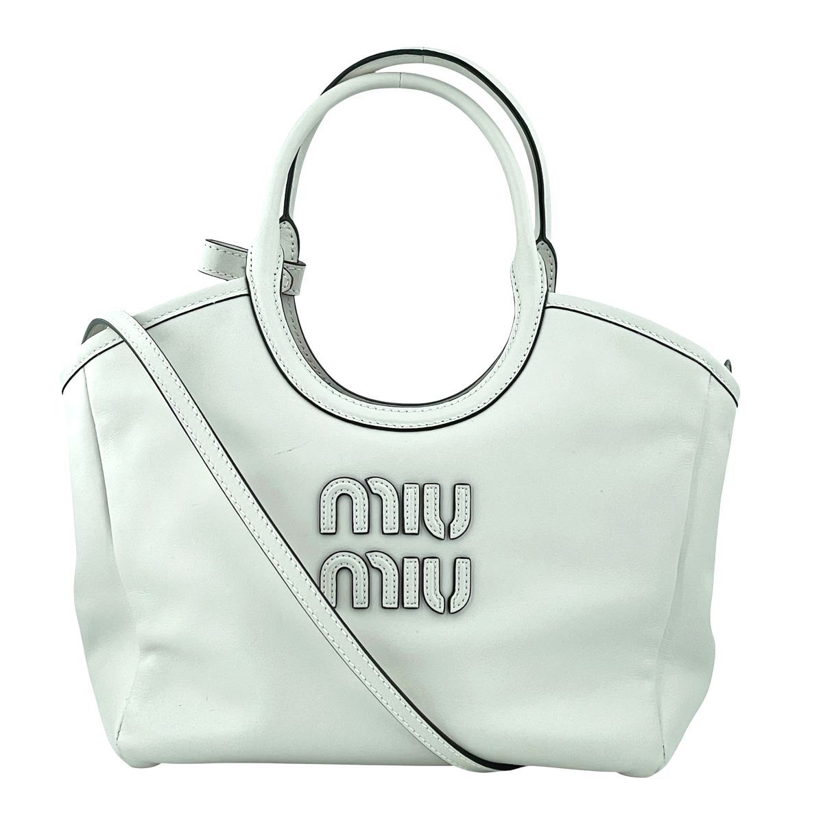 中古】 MIU MIU ミュウミュウ アイビー レザー バッグ ハンドバッグ 
