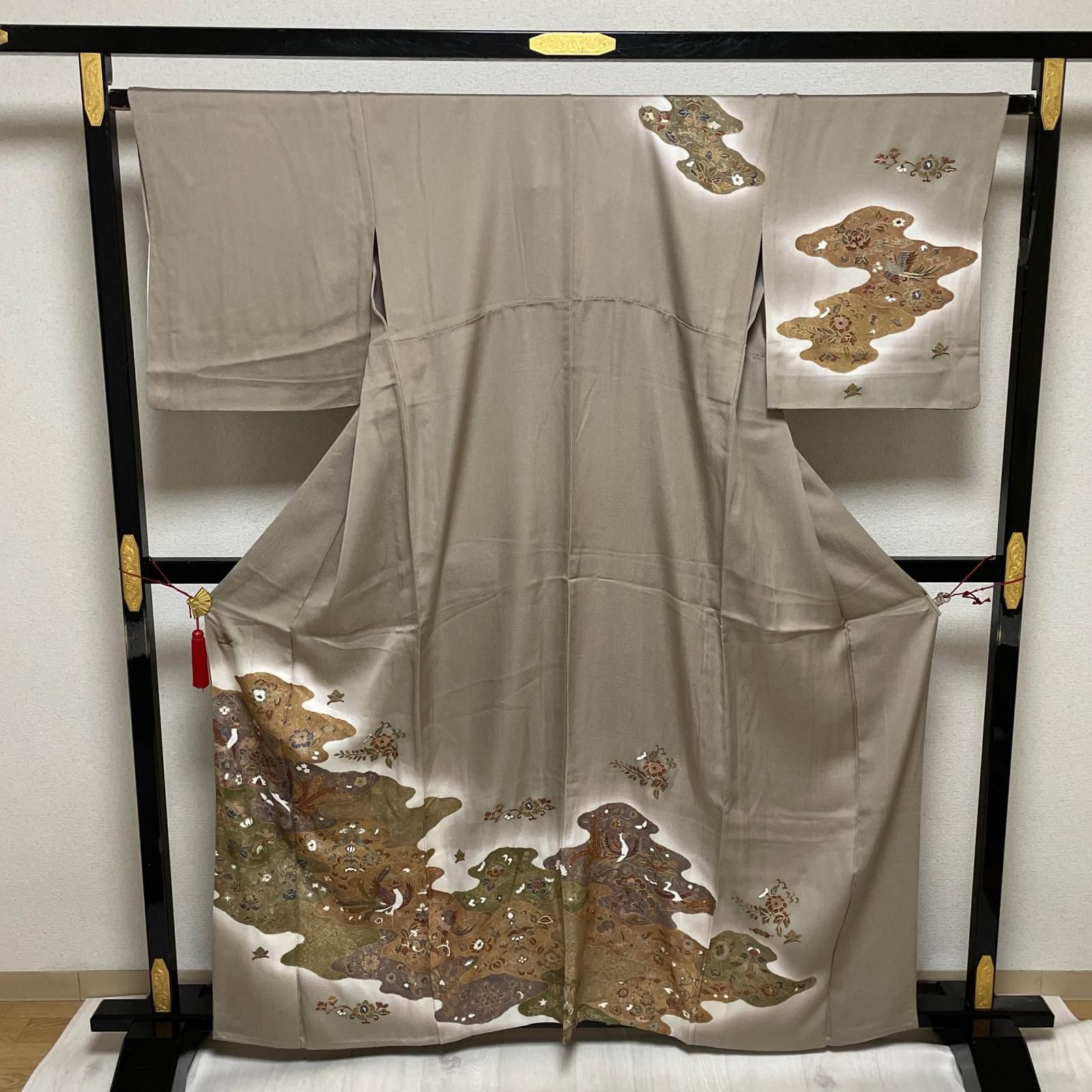 付下げ 裄66 単衣仕立て 鳳凰に更紗模様 着物 正絹 X-3016 - メルカリ