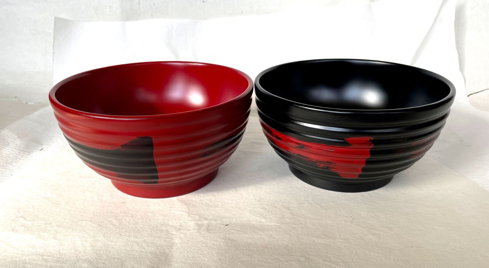 お椀 ペアー夫婦赤黒 どんぶり椀 木製 本漆塗 ろくろ目一筆 丼 汁椀 大