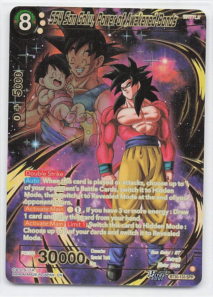 バンダイ THREE GLORIOUS FIGHTERS BT30-133 SS4 Son Goku, Power of Awakened Bonds SPR