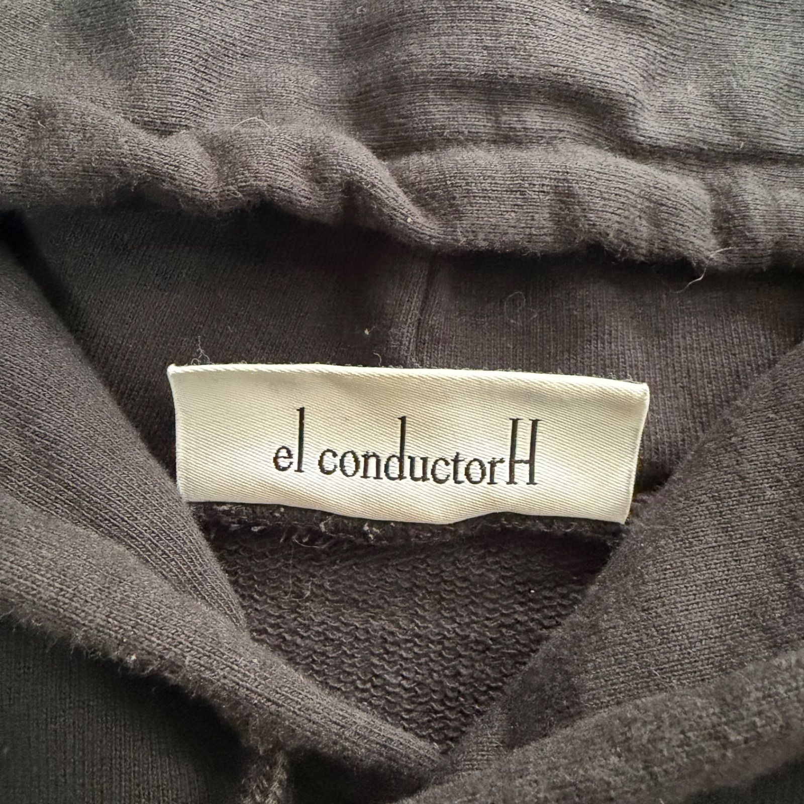 el conductorH】ロゴ刺繍 プルオーバーパーカー ブラック オーバー 