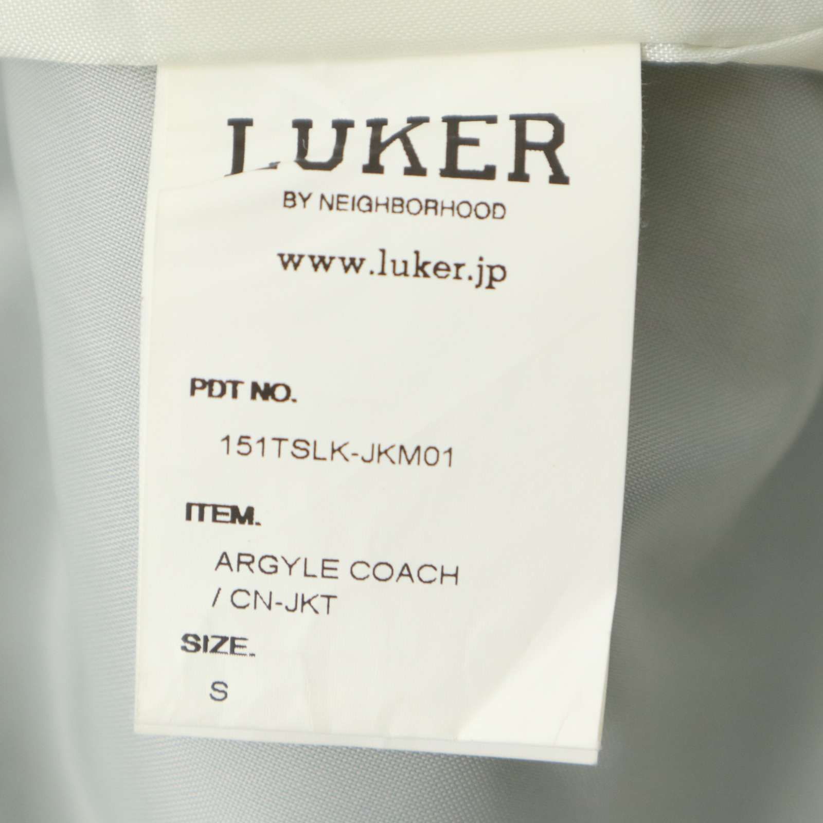 LUKER BY NEIGHBORHOOD ルーカー バイ ネイバーフッド ARGYLE COACH