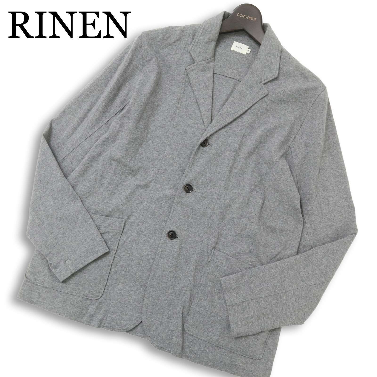 RINEN リネン TRIP 通年★ カット アンコン テーラード ジャケット 日本製 Sz.2 メンズ 灰 グレー RINEN リネン TRIP 通年☆ カット アンコン テーラード ジャケット