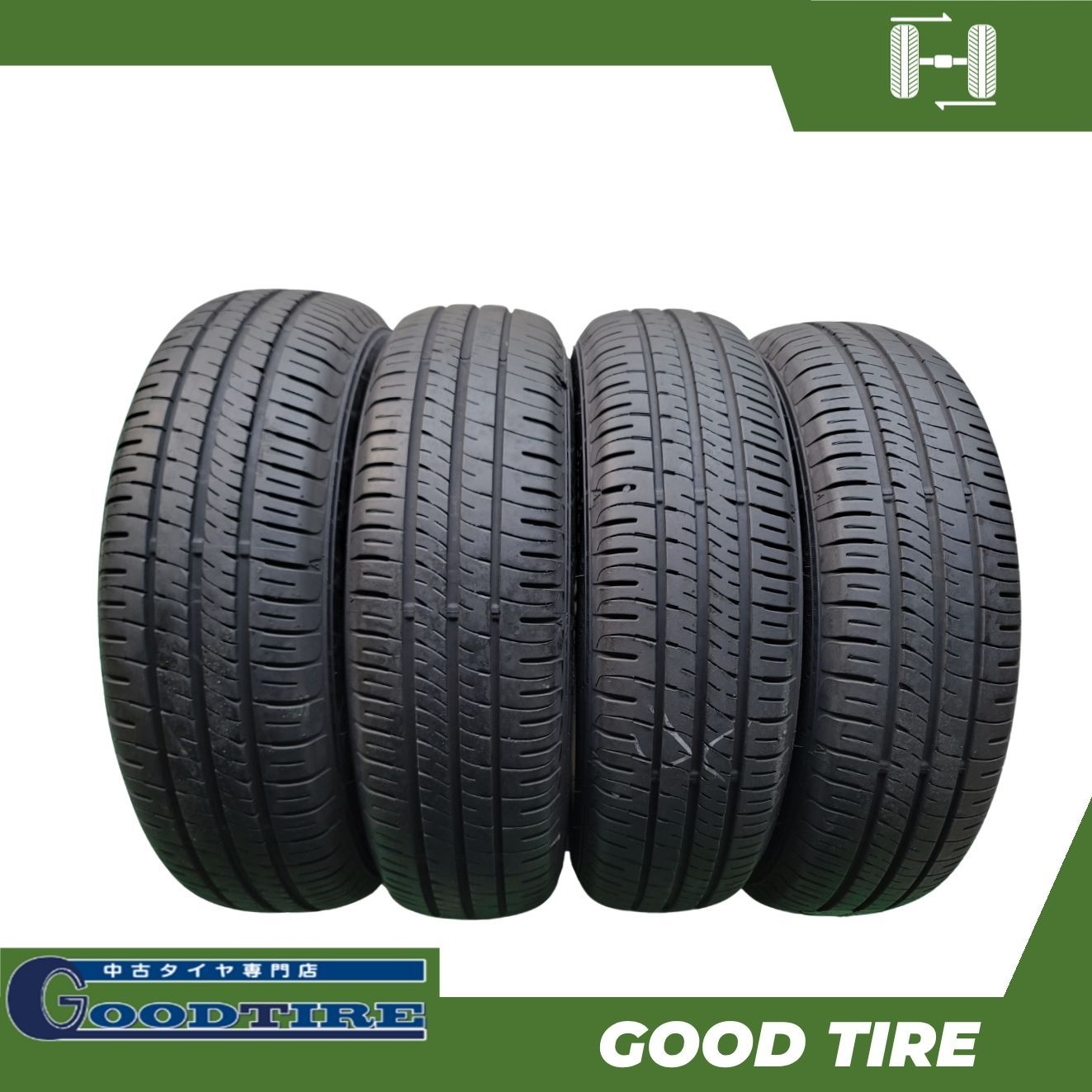 165/70R14 ダンロップ ENASAVE EC204 2022年 2023年製 4本 夏用 7.5分山 中古タイヤ タイヤ ヴィッツ アクア マーチ（7645）