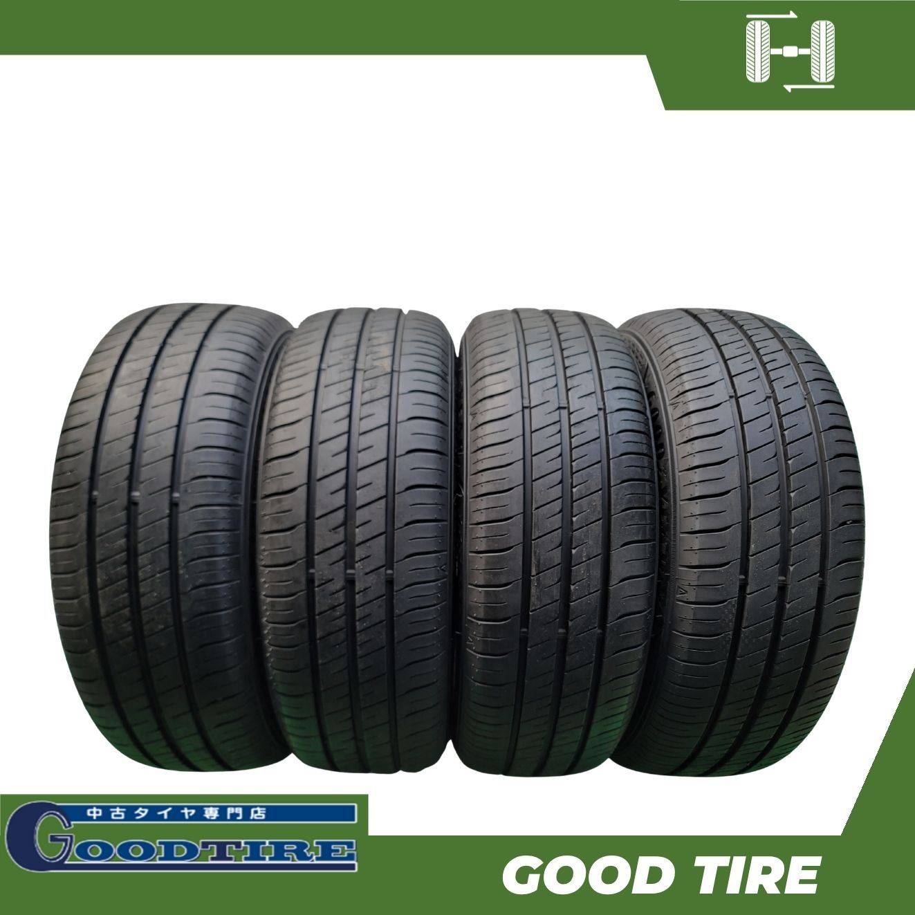 195/55R16 グッドイヤー EFFICIENT GRIP ECO EG02 2021年製 4本 夏用 8分山 中古タイヤ フィールダー ウイングロード ポロ MINI（7642）