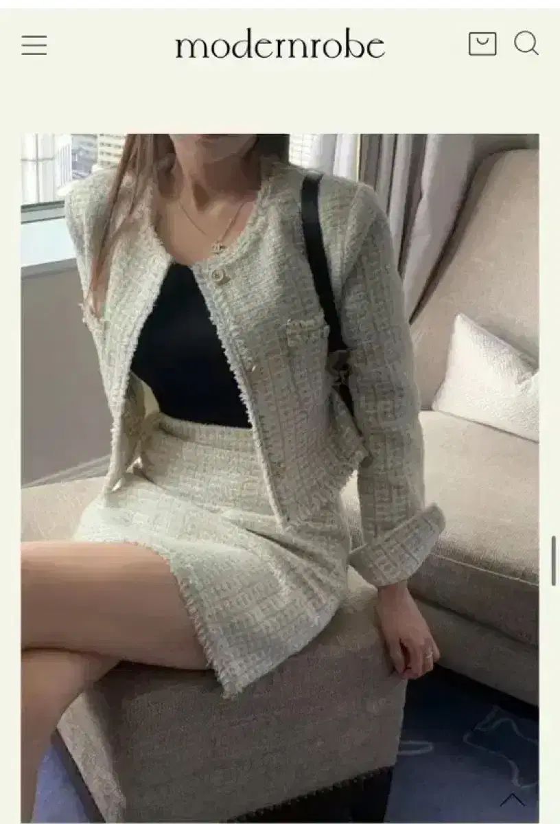 (新品) modern robe オブリーク ツイード セットアップ COOKY & CREAM ゲストルック S