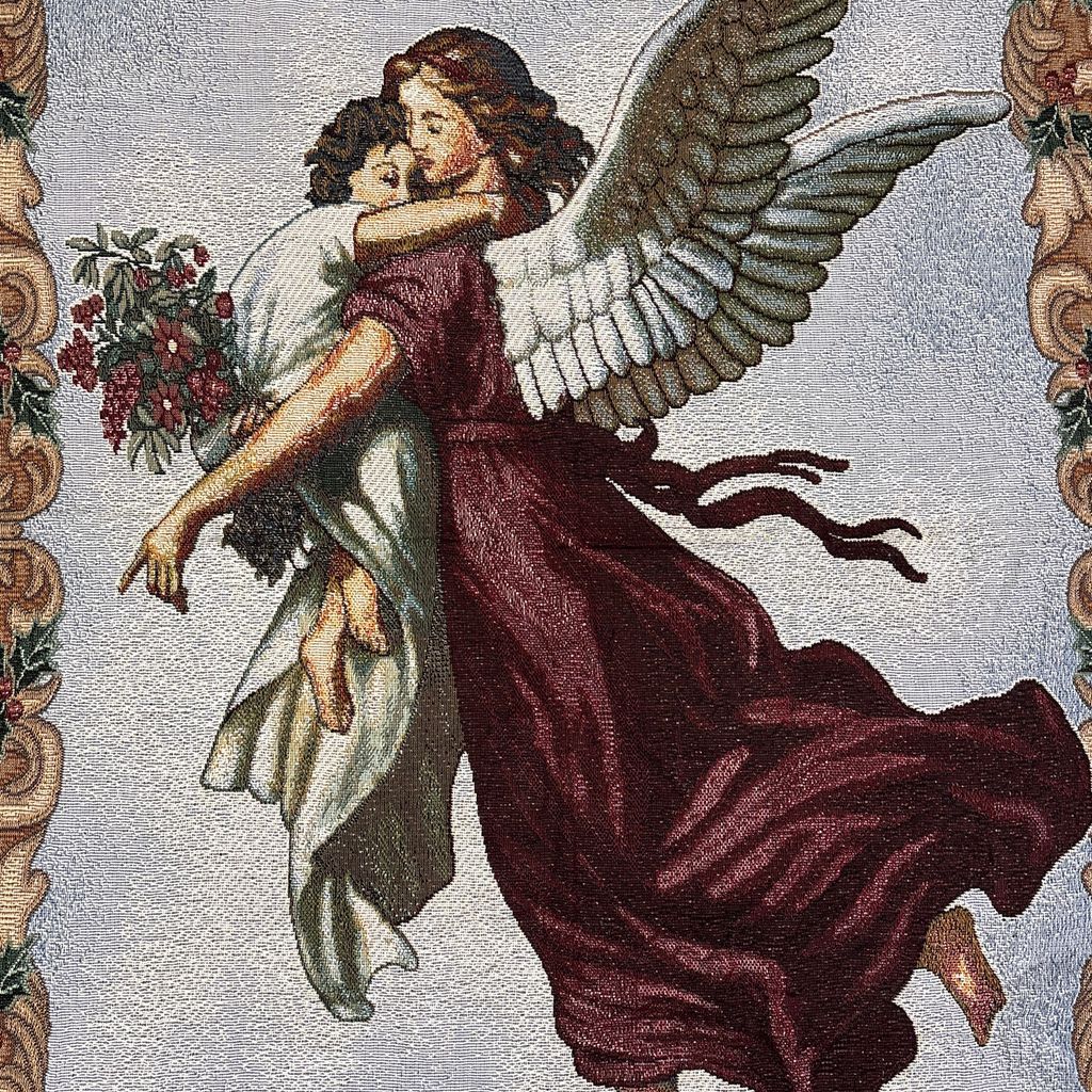 vintageラグ ブランケット マルチカバー タペストリー 守護天使 宗教
