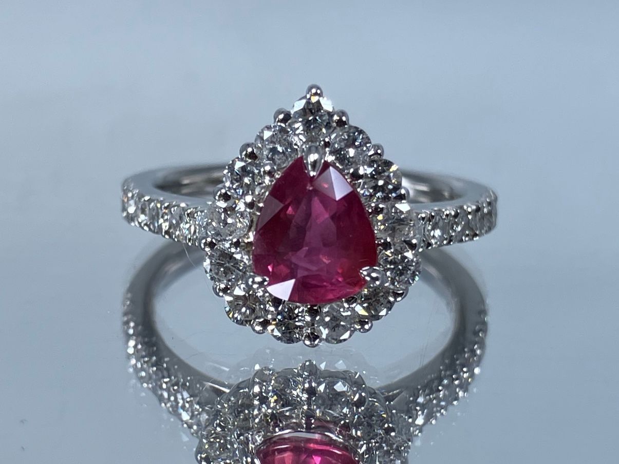 ルビー 1.03ct 非加熱 No heat GIA鑑別書 D0.70ct PT900 5.2g 指輪 