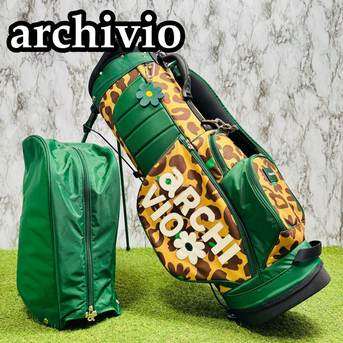 【A在】極美品 激レア アルチビオ スタンド式 キャディバッグ ヒョウ柄 A在】極美品 激レア アルチビオ スタンド式 キャディバッグ ヒョウ柄