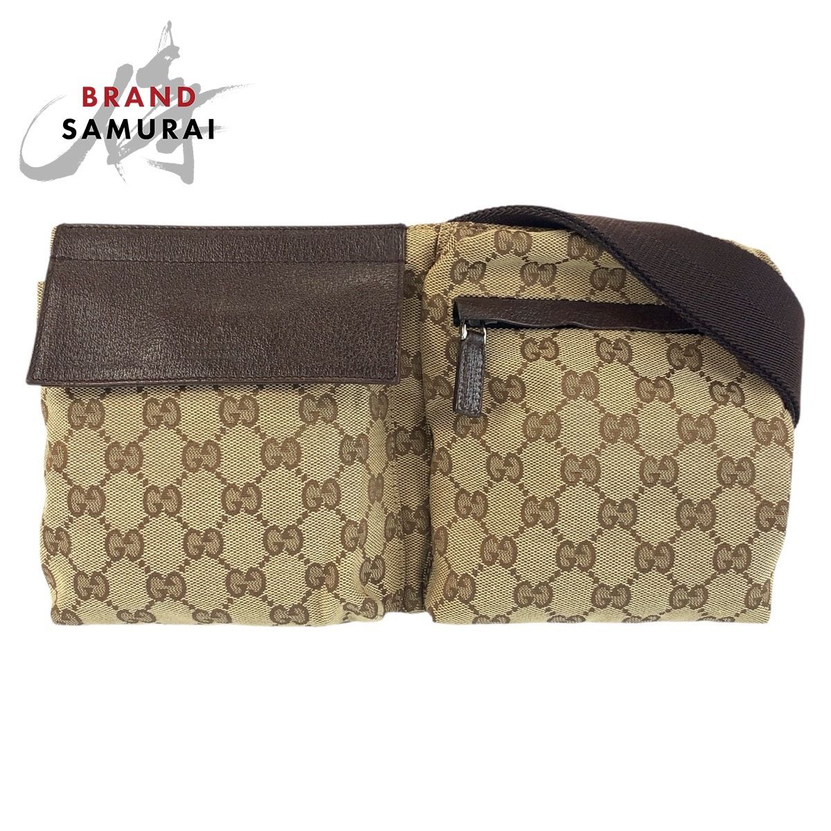 GUCCI グッチ ブラウン ベージュ GGキャンバス/レザー 28566 ボディ