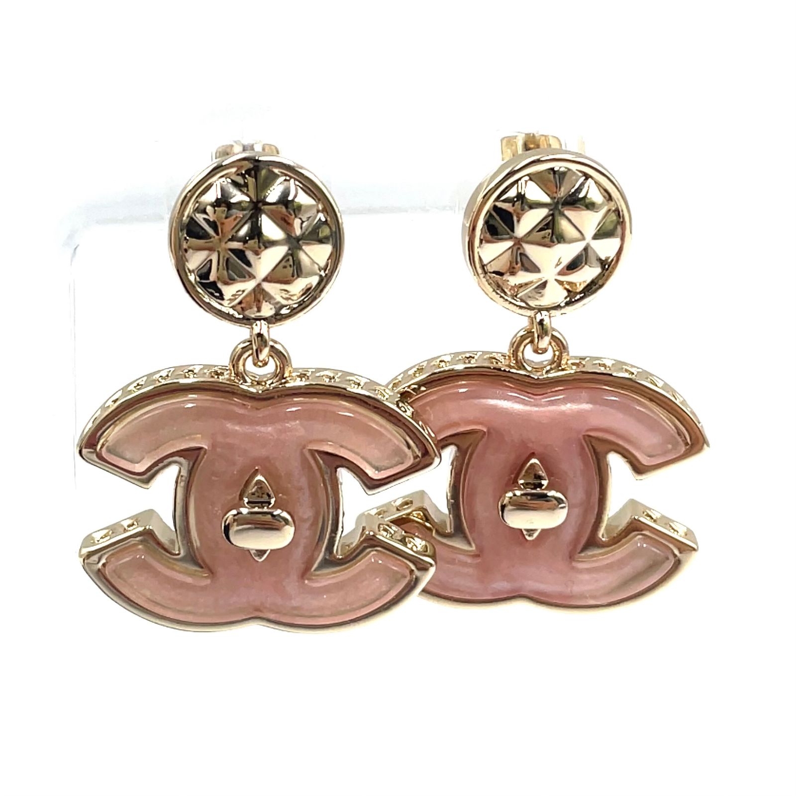 CHANEL ココマーク スイング メタル×レジン ゴールド×ピンク ピアス 