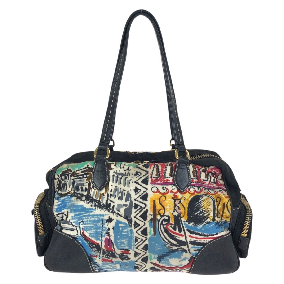 PRADA プラダ テスート 三角ロゴプレート ベネチア ブラック マルチ 