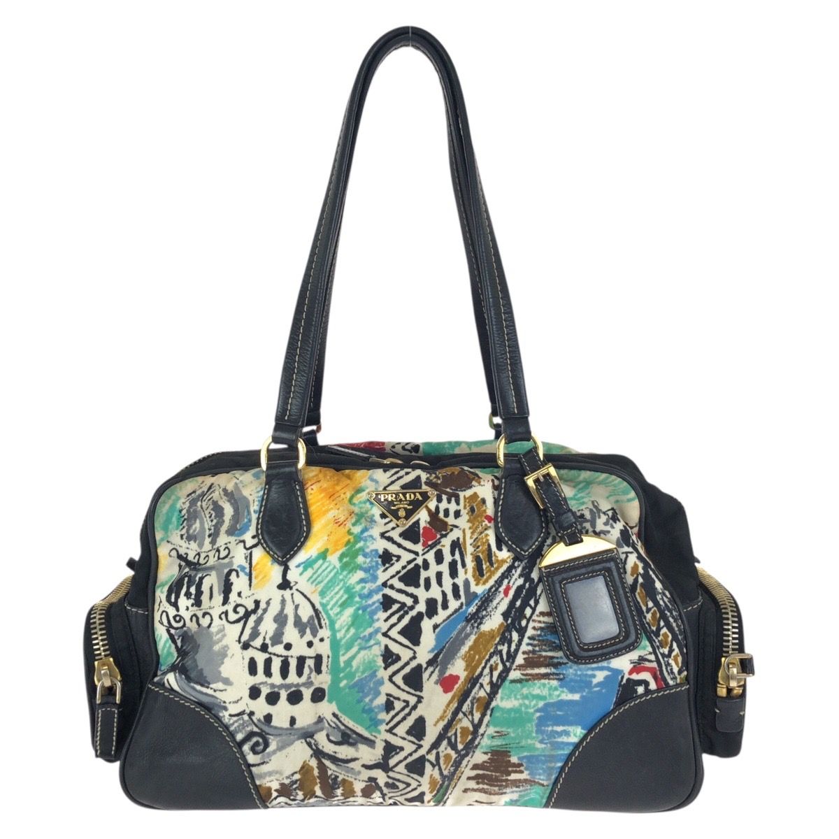 PRADA プラダ テスート 三角ロゴプレート ベネチア ブラック マルチ 