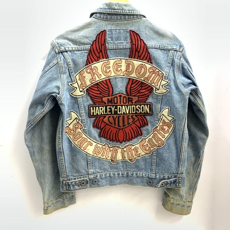 中古】Harley Davidson デニムジャケット サイズM ライトブルー