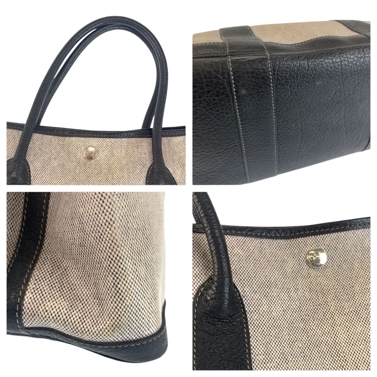 HERMES エルメス ガーデンパーティPM グレー ブラック シルバー金具 