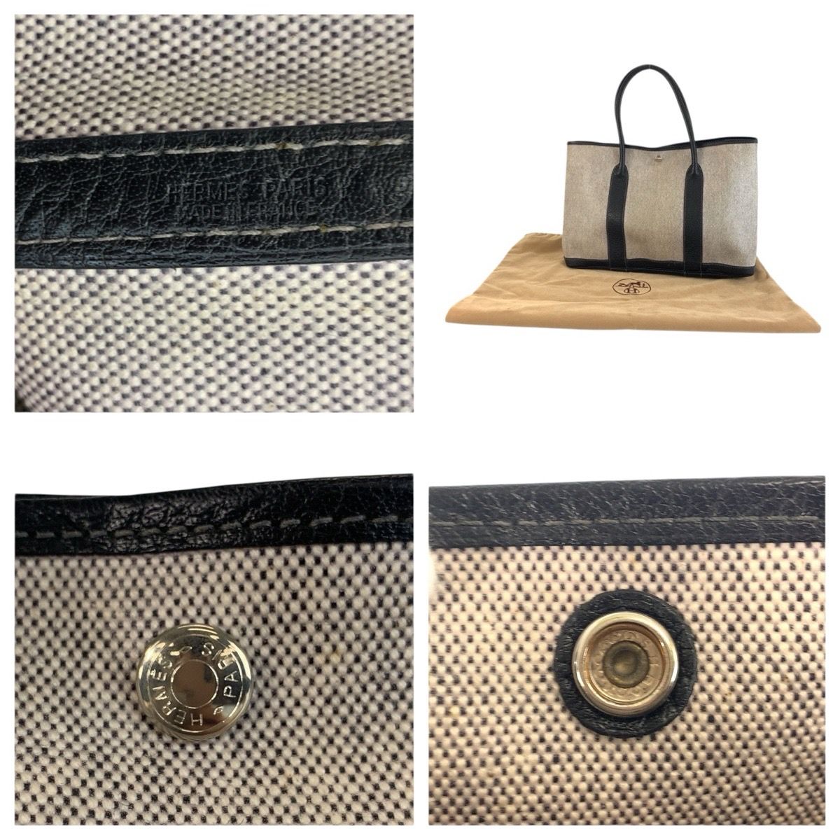 HERMES エルメス ガーデンパーティPM グレー ブラック シルバー金具 