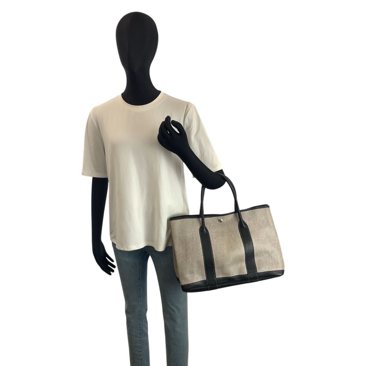 HERMES エルメス ガーデンパーティPM グレー ブラック シルバー金具 