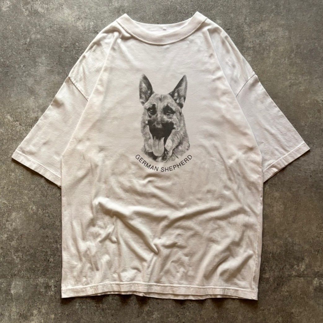 90年代 90s 00年代 00s ジャーマンシェパード 犬 白黒 Tシャツ 白T