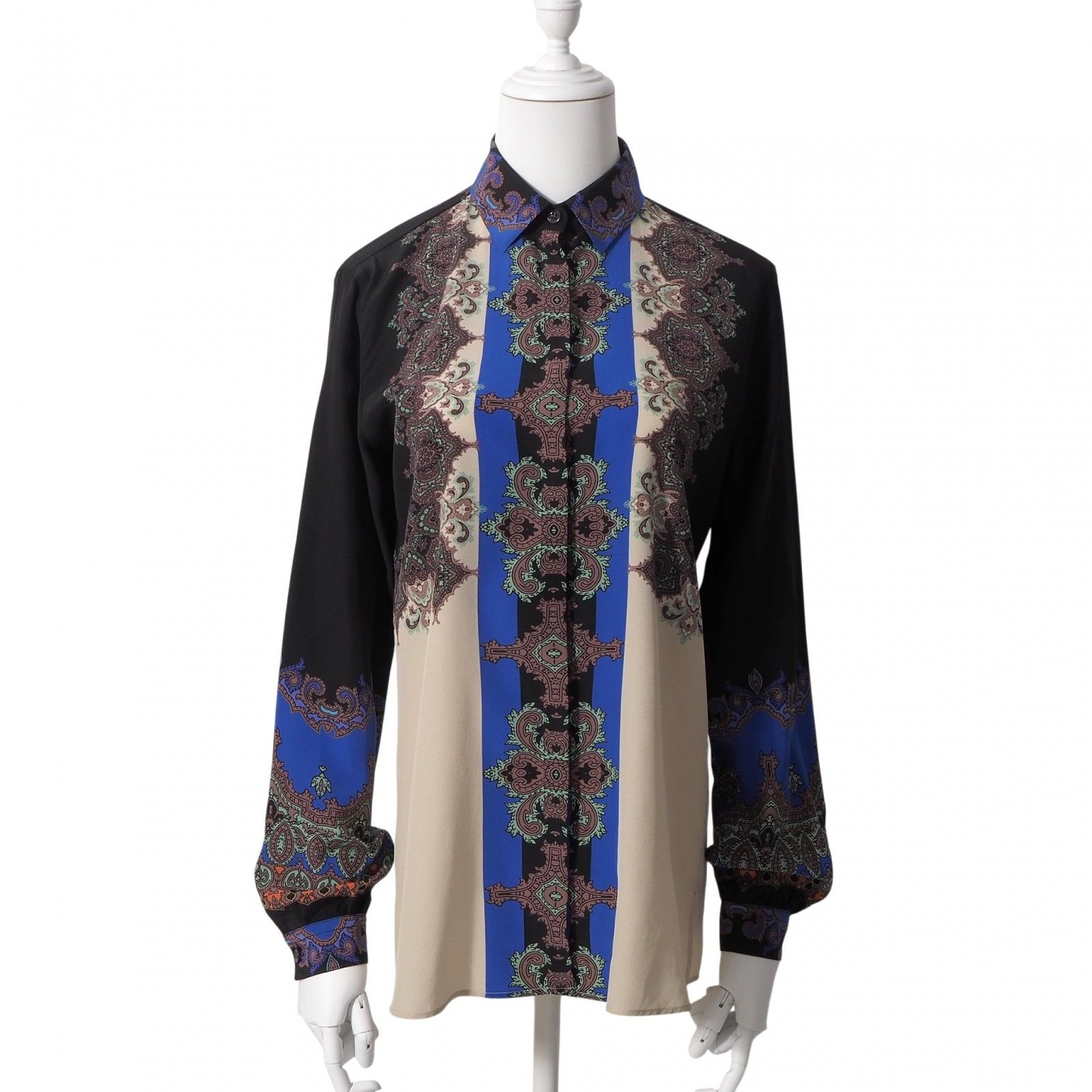 未使用　イタリア製　ETRO 首周りサイズ 38 最高級コットン　長袖シャツ ☆エトロ ETRO イタリア製 シルク 長袖 シャツ ブラウス 38 マルチ
