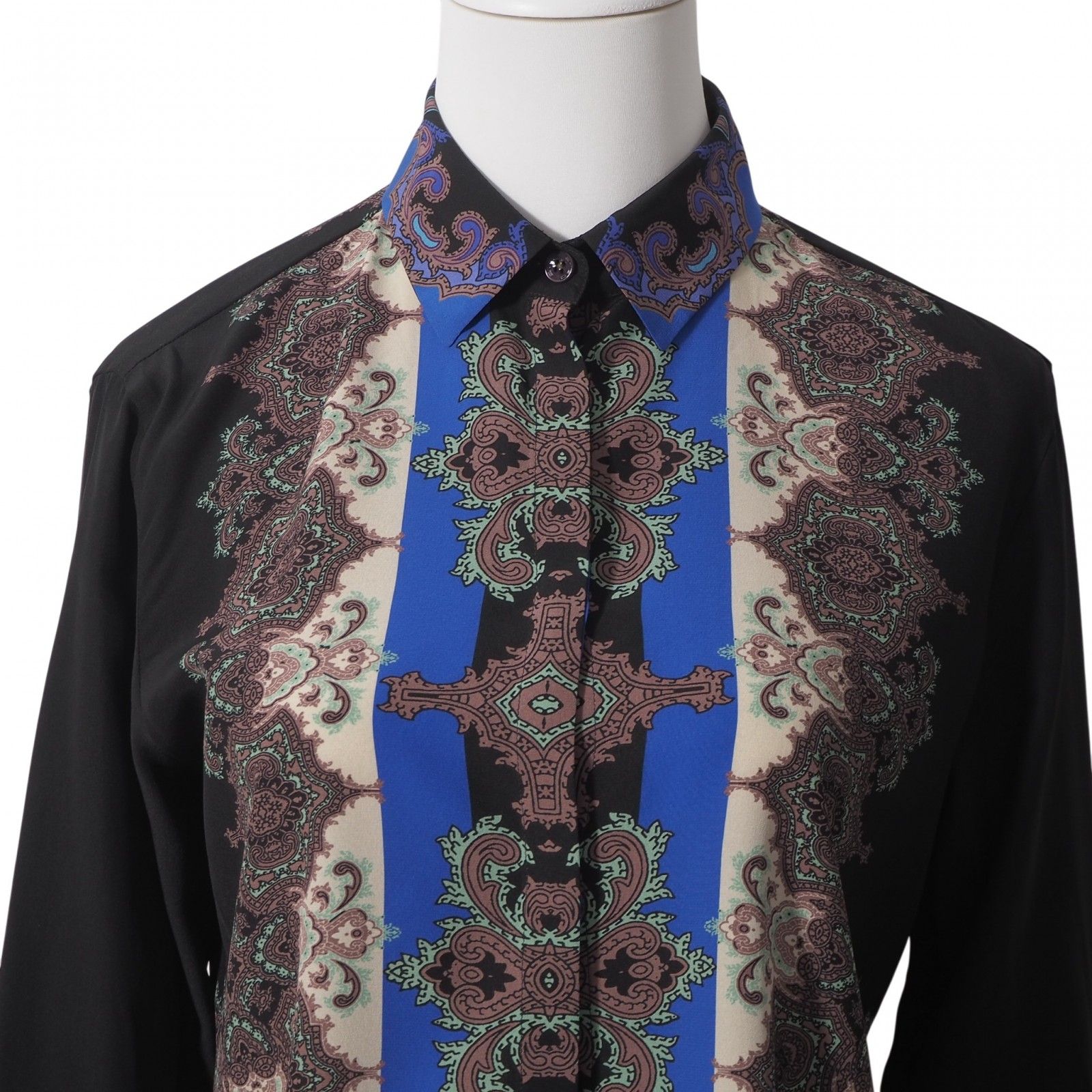 ☆エトロ ETRO イタリア製 シルク 長袖 シャツ ブラウス 38 マルチ