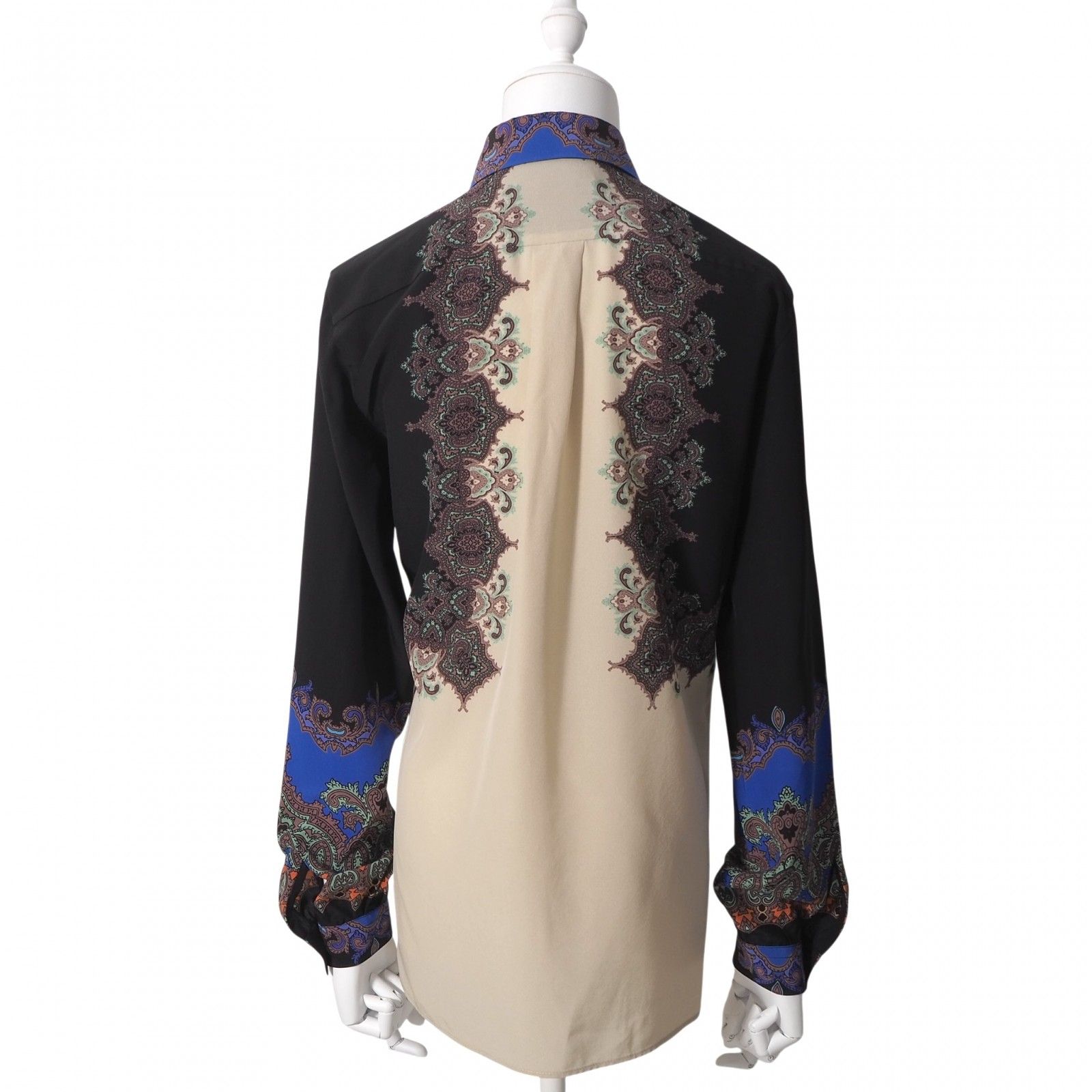 ☆エトロ ETRO イタリア製 シルク 長袖 シャツ ブラウス 38 マルチ