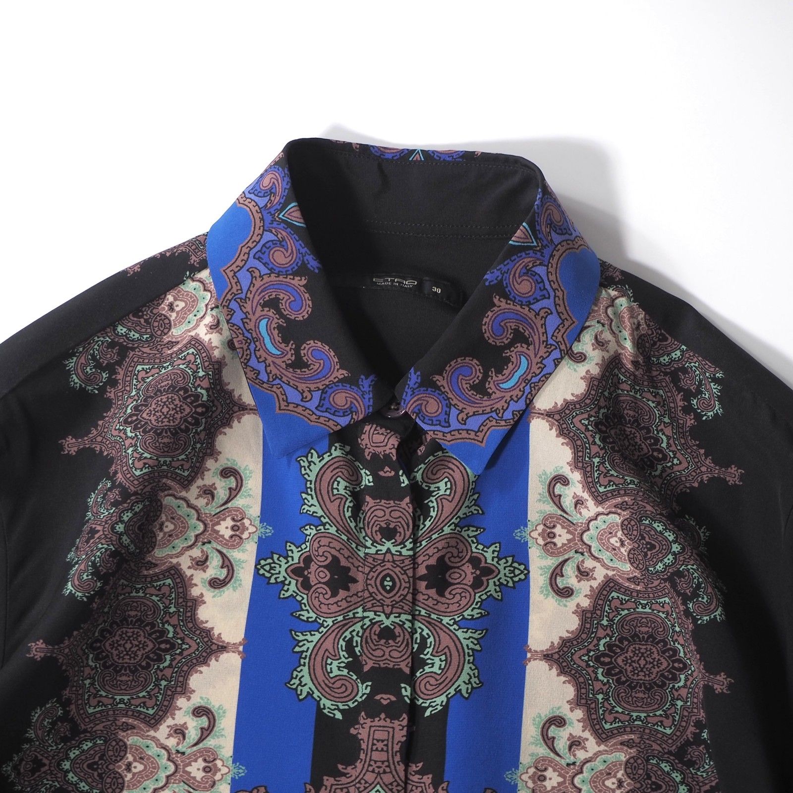☆エトロ ETRO イタリア製 シルク 長袖 シャツ ブラウス 38 マルチ