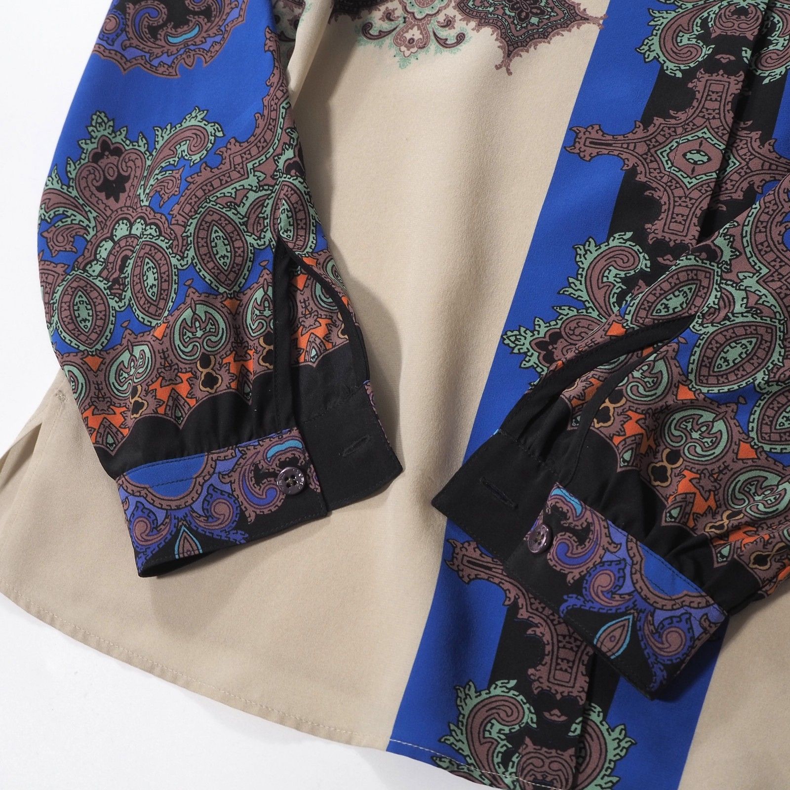 ☆エトロ ETRO イタリア製 シルク 長袖 シャツ ブラウス 38 マルチ