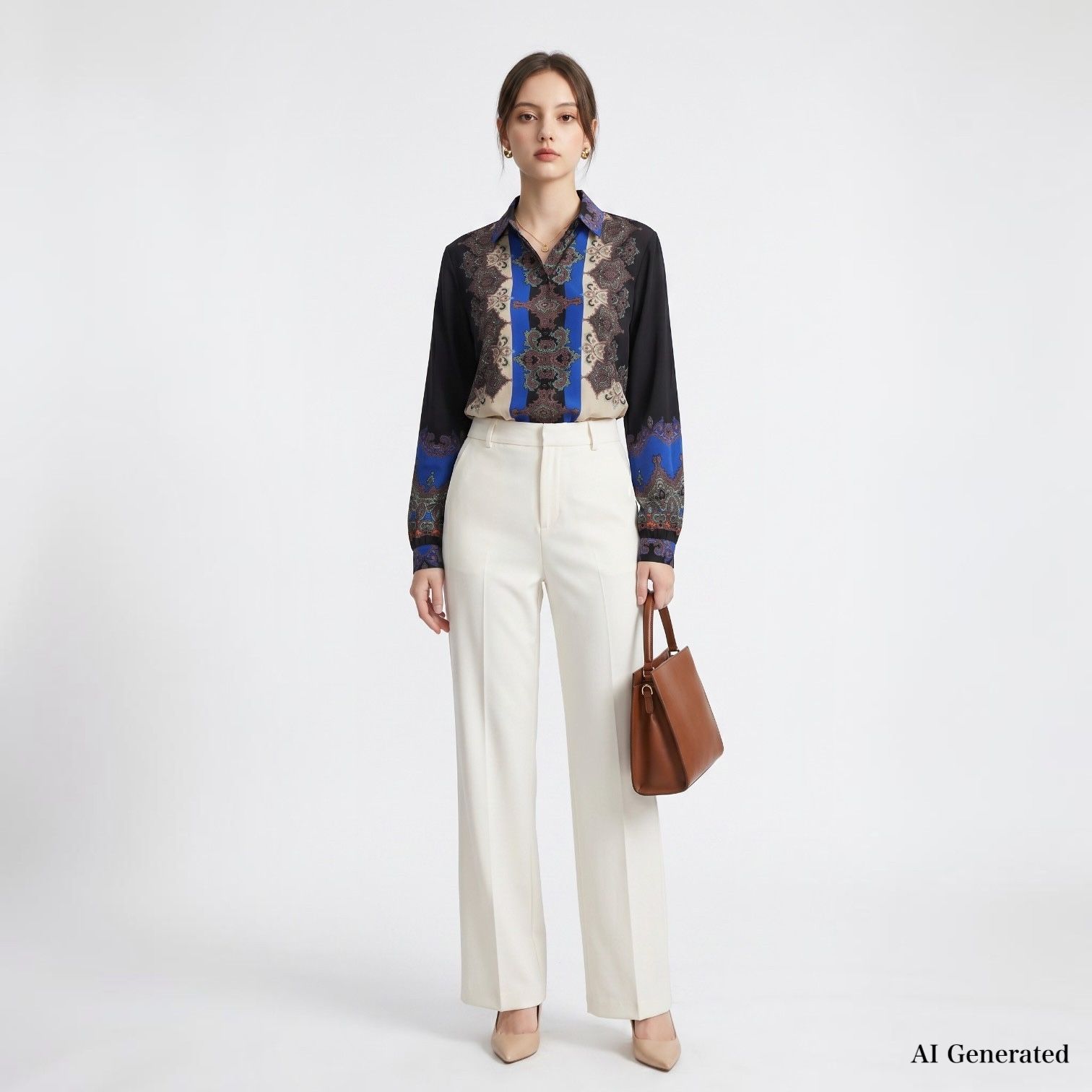 ETRO　エトロ　イタリア製　シルクシャツ　ブラウス　長袖　美品 ☆エトロ ETRO イタリア製 シルク 長袖 シャツ ブラウス 38 マルチ