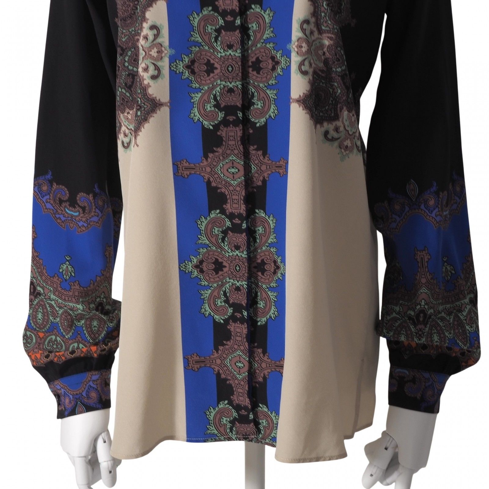 ☆エトロ ETRO イタリア製 シルク 長袖 シャツ ブラウス 38 マルチ