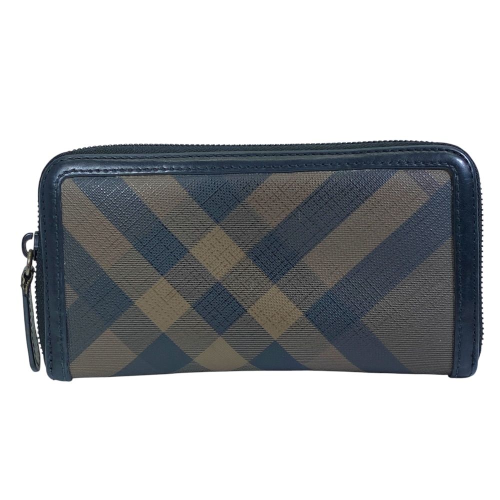 BURBERRY バーバリー 長財布 ノバチェック ラウンドファスナー 3207111 レザー コーティングキャンバス ブラック ブラウン 上品 洗練 高級感 スタイリッシュ 人気 定番 エレガント アクセント