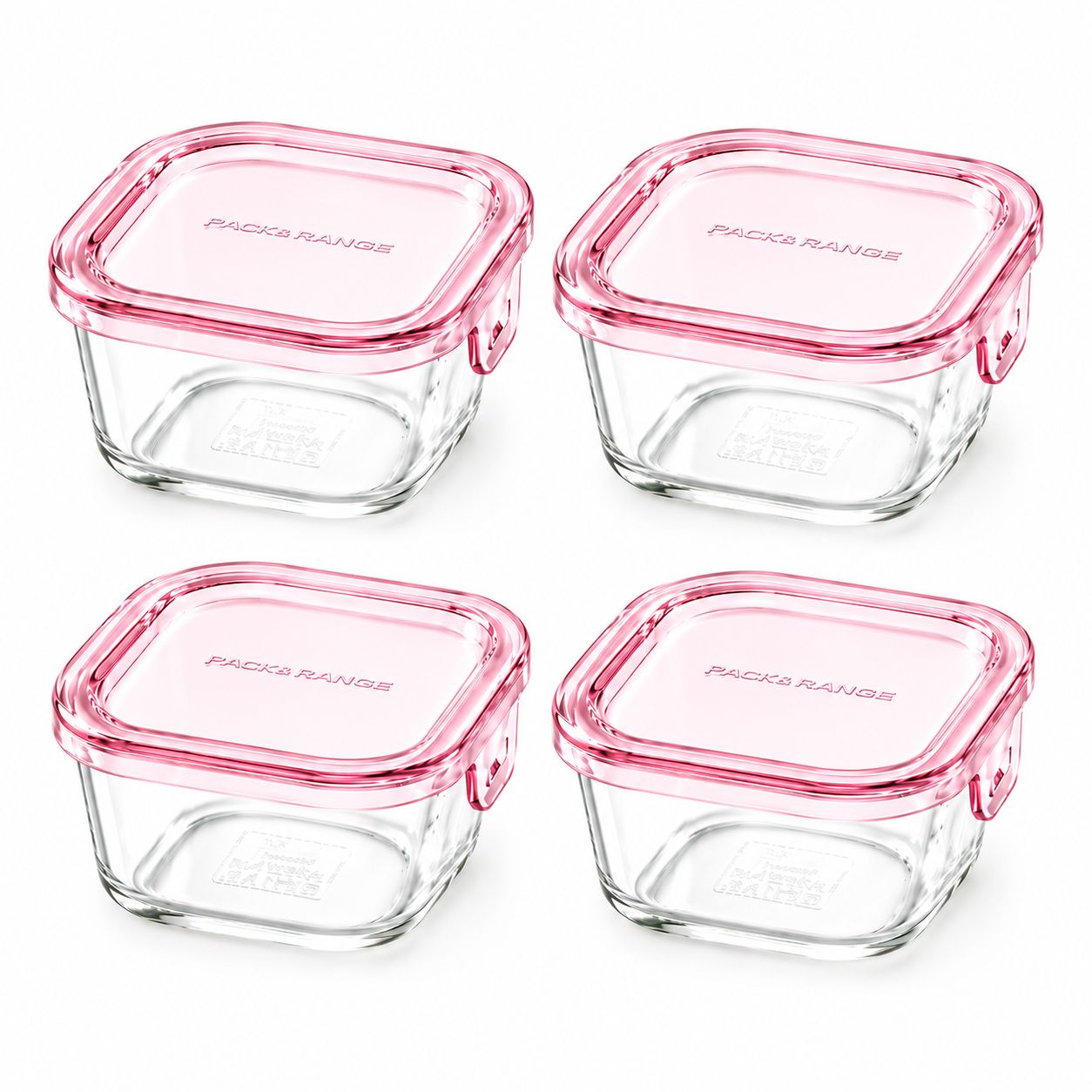 iwaki 耐熱ガラス 保存容器 【200ml 4個セット】クールグレー/グリーン