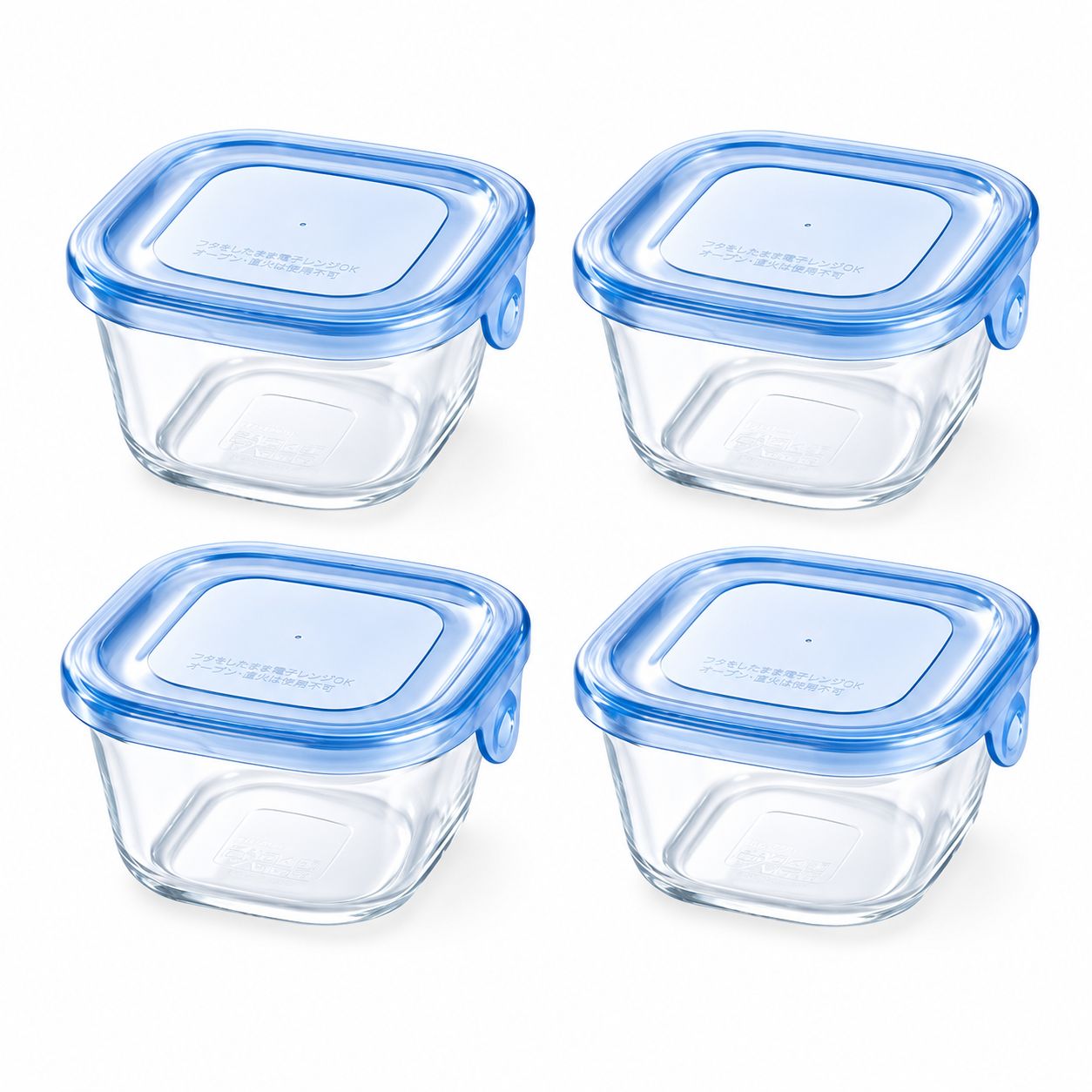 iwaki 耐熱ガラス 保存容器 【200ml 4個セット】クールグレー/グリーン