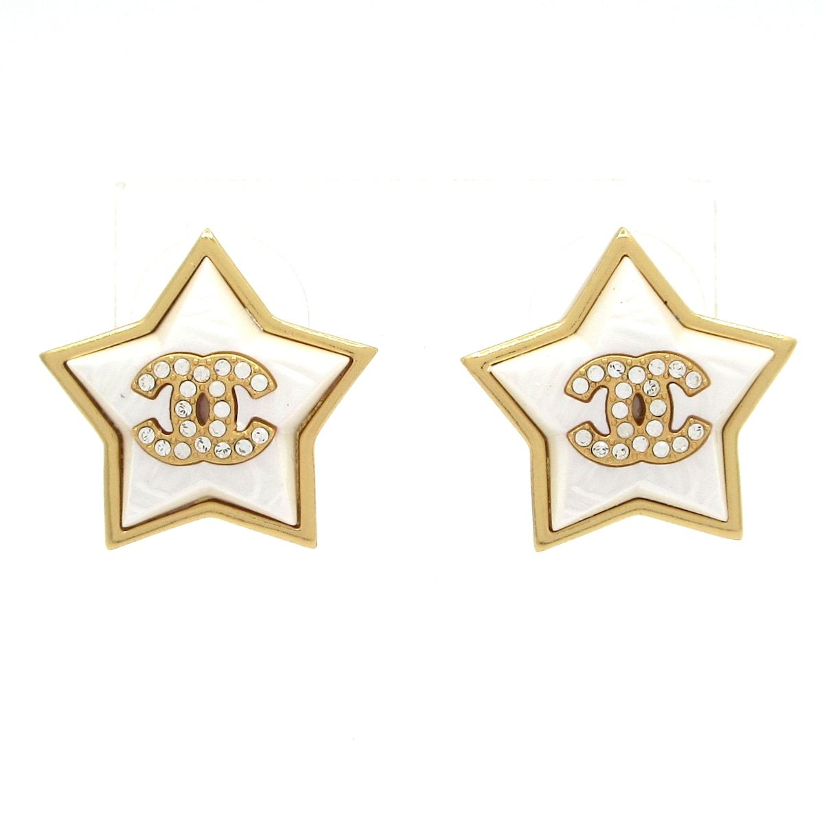 CHANEL(シャネル) ピアス ココマーク 白×ゴールド×クリア スター(星)