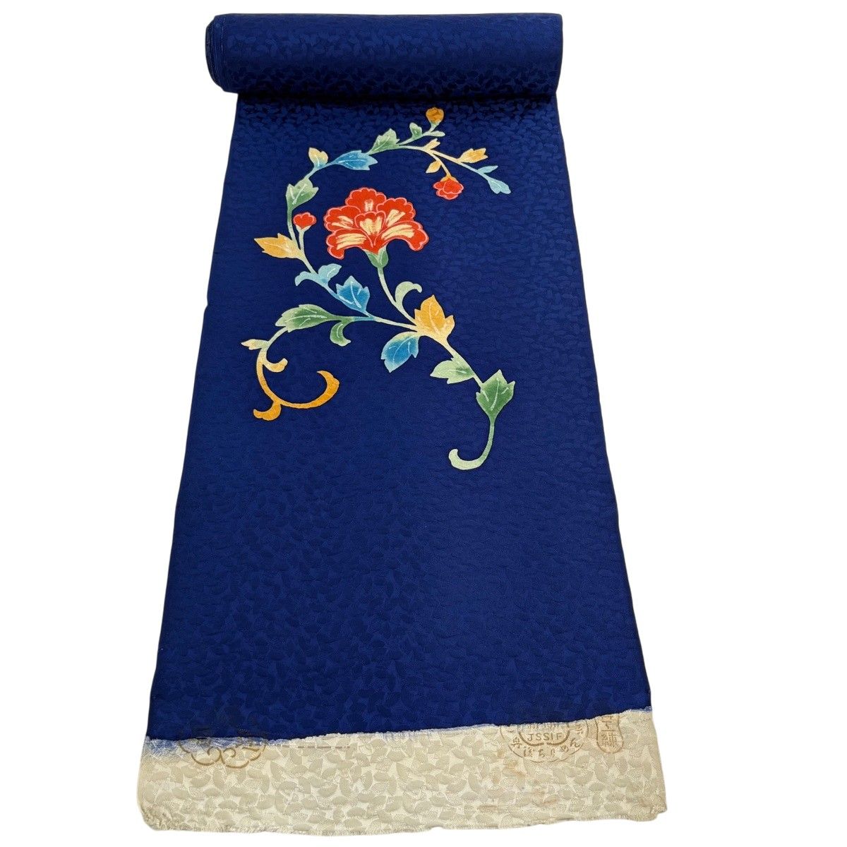 反物 秀品 付下げ 花唐草 地紋 青 正絹 【中古】 7,350円
