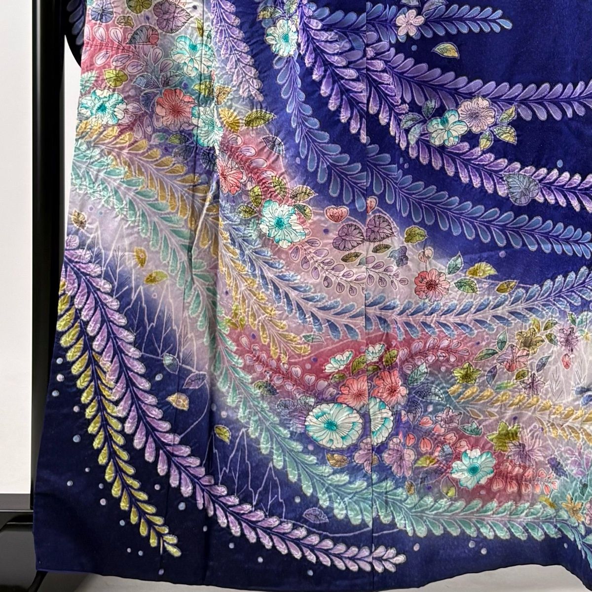 振袖 身丈163cm 裄丈65cm M 袷 鈴乃屋 落款 辻が花 金通し 青紫 正絹