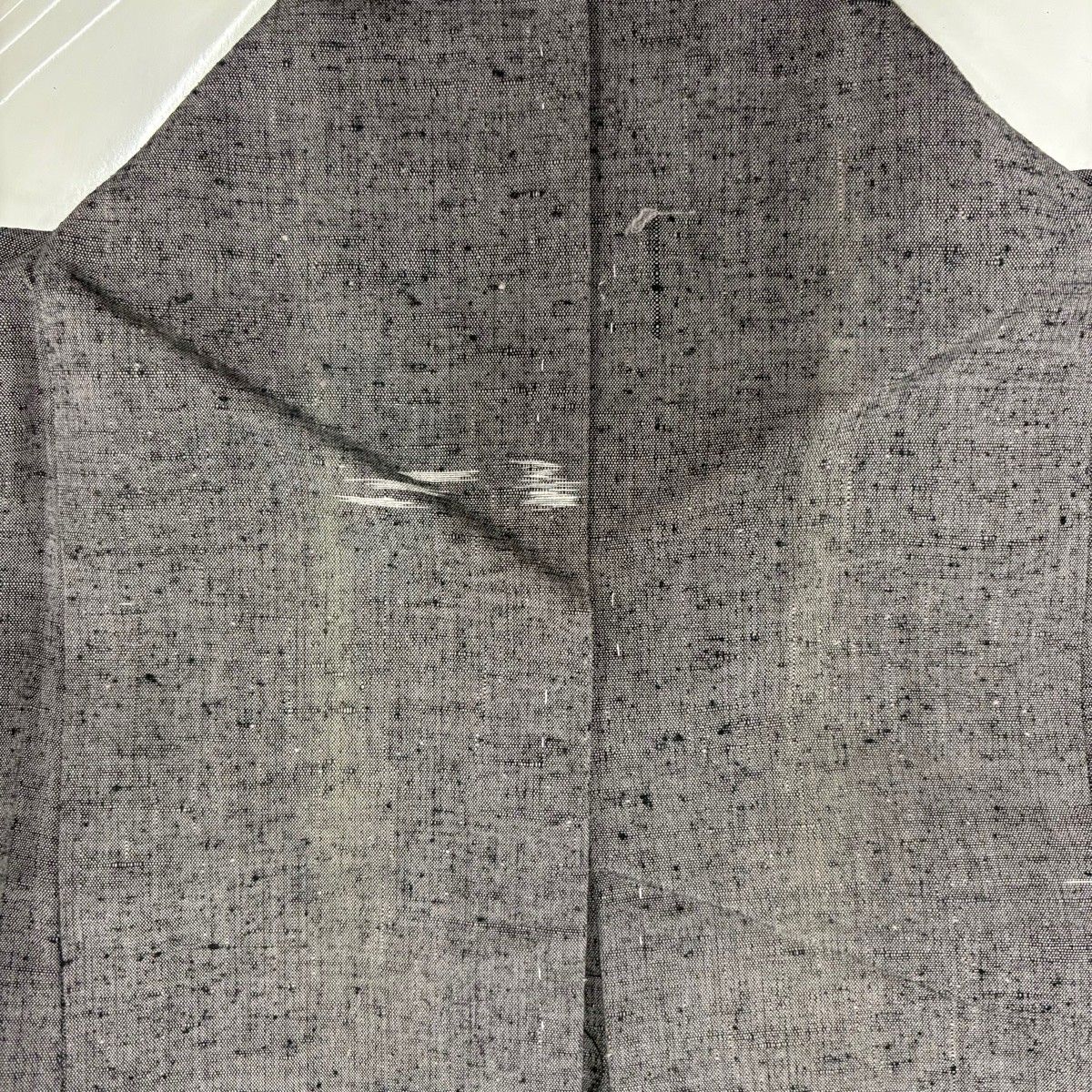 紬 身丈153cm 裄丈62cm S 単衣 幾何学模様 灰色 正絹 優品 【中古