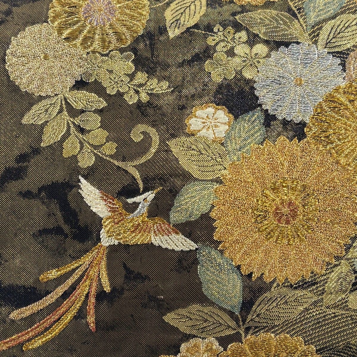 袋帯 秀品 草花 鳳凰 金糸 箔 金色 六通 正絹 【中古】 - メルカリ