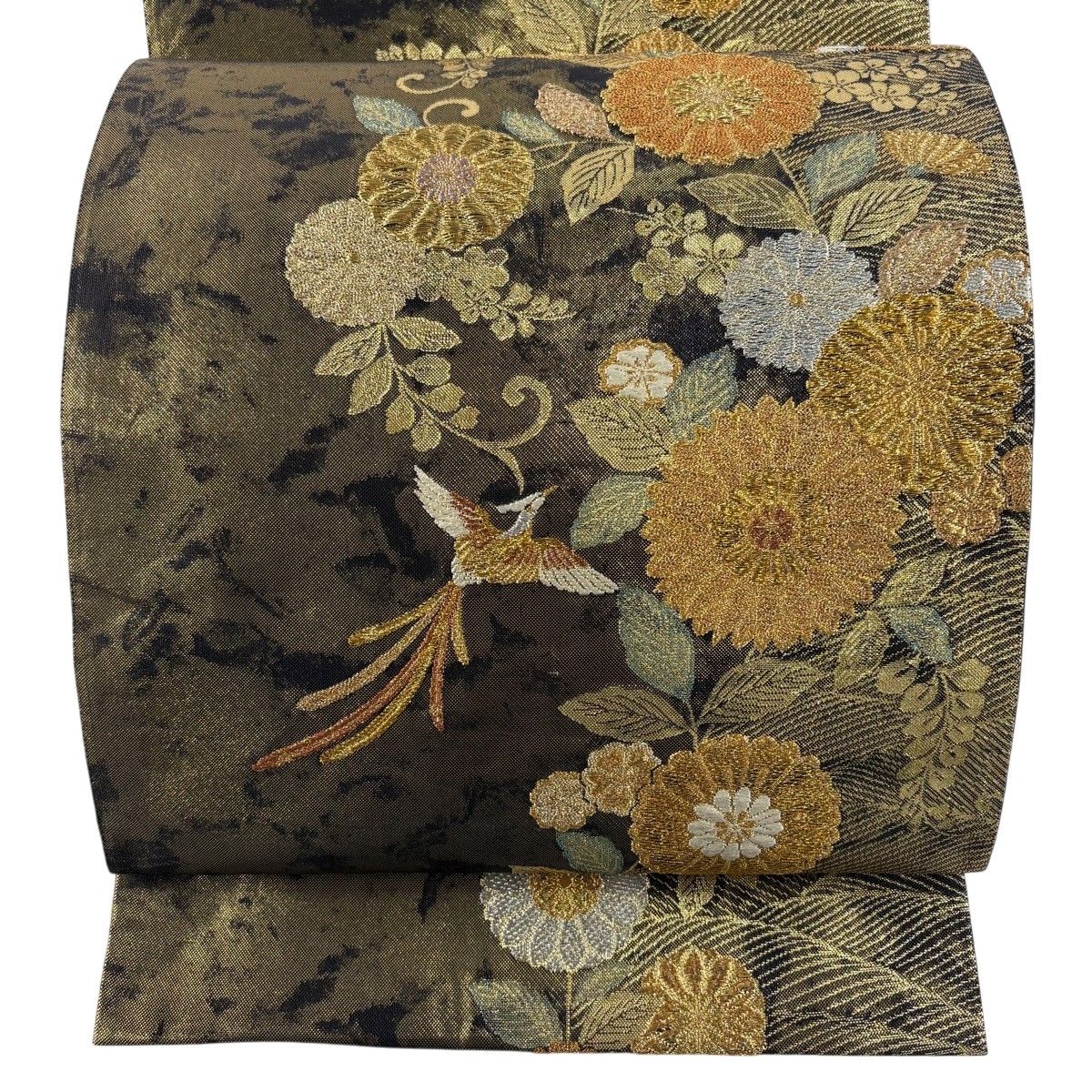 袋帯 秀品 草花 鳳凰 金糸 箔 金色 六通 正絹 【中古】 - メルカリ