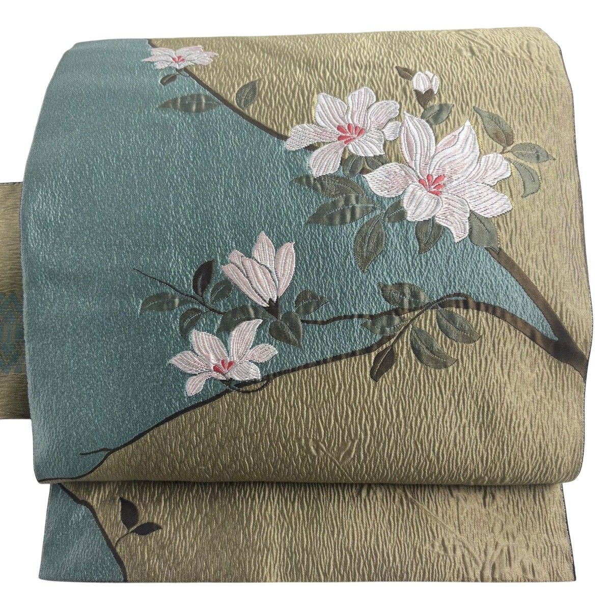 美品】 名古屋帯 優品 枝花 鶯色 正絹 【中古】 - メルカリ