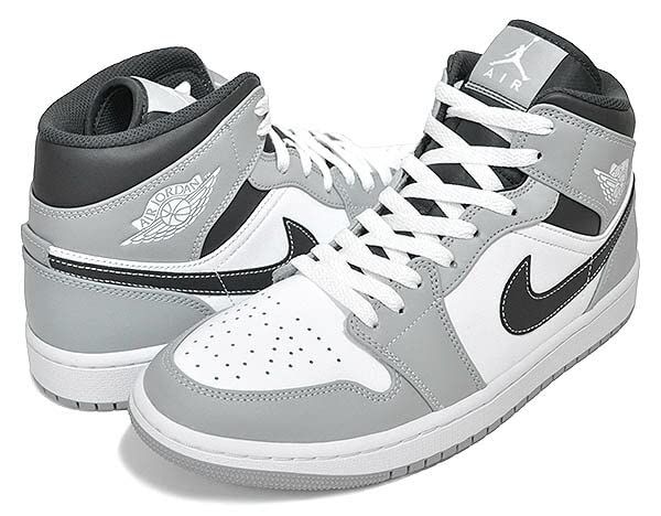 [ナイキ] エアジョーダン 1 ミッド AIR JORDAN 1 MID lt smoke grey/white-anthracite 554724-078 ライト スモーク グレー ホワイト アンスラサイト [並行輸入品] [27.5 cm]