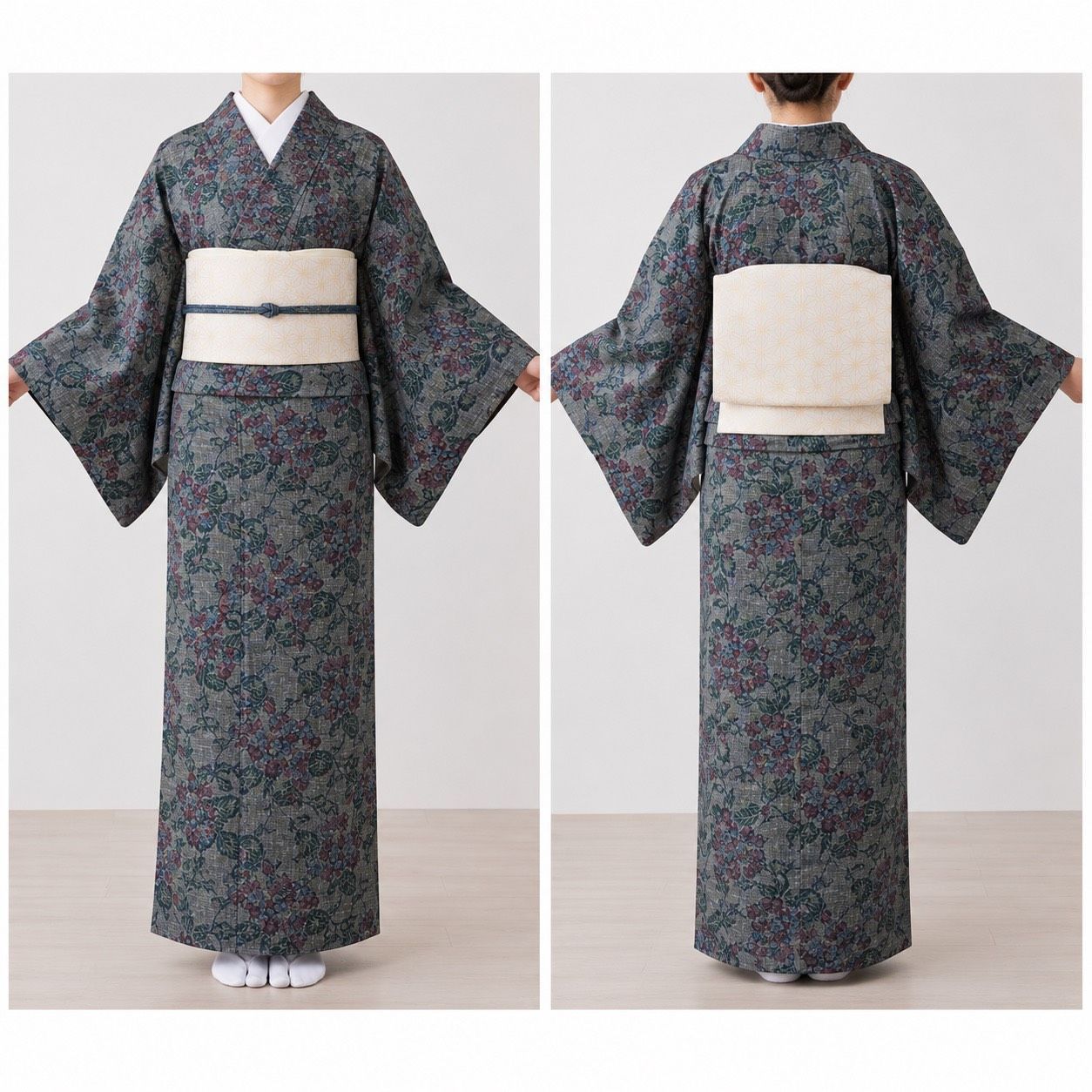 K143 美品 紬きもの 草花 正絹 和装 和服 着物 - メルカリ