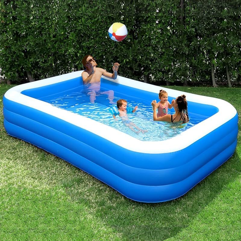 【新品】 プール 大型 家庭用プール 折り畳み式 子供用 ファミリープール 大容量 夏の日 スイミング 水遊び 収納便利 耐高温 耐摩擦 芝生遊び・屋上庭園・室内・砂場・庭 暑さ対策 (260*160*56CM) 1