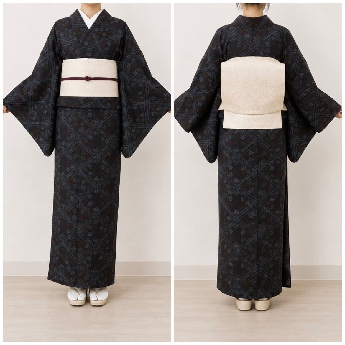 K148 美品 結城紬 身丈162cm 草花 正絹 和装 和服 着物 - メルカリ