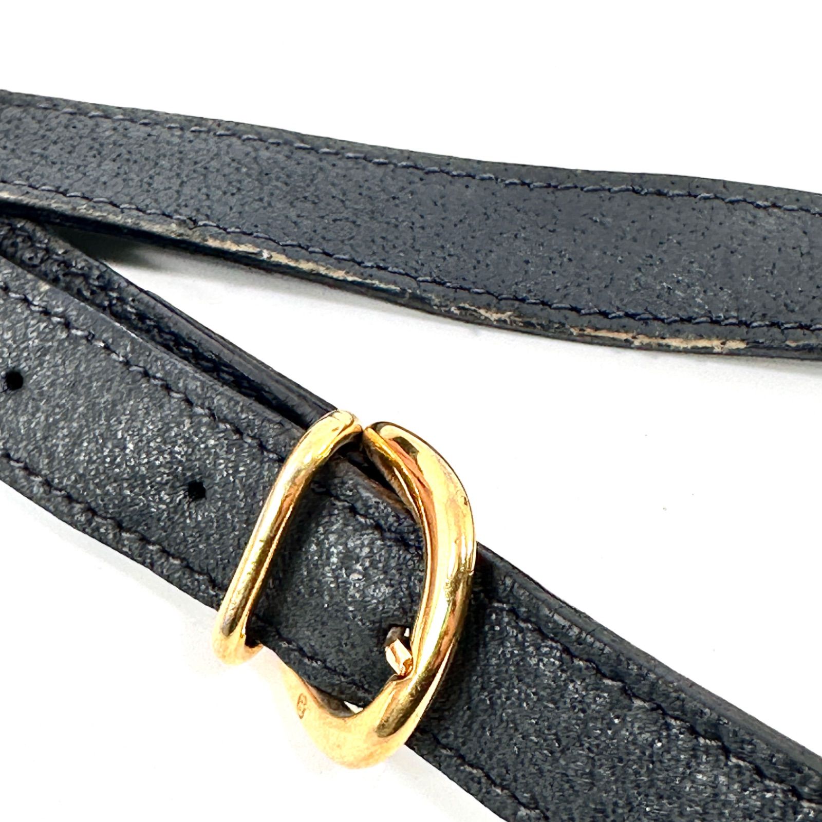 GUCCI シェリーライン ショルダーバッグ ネイビー PVC レザー オールド 