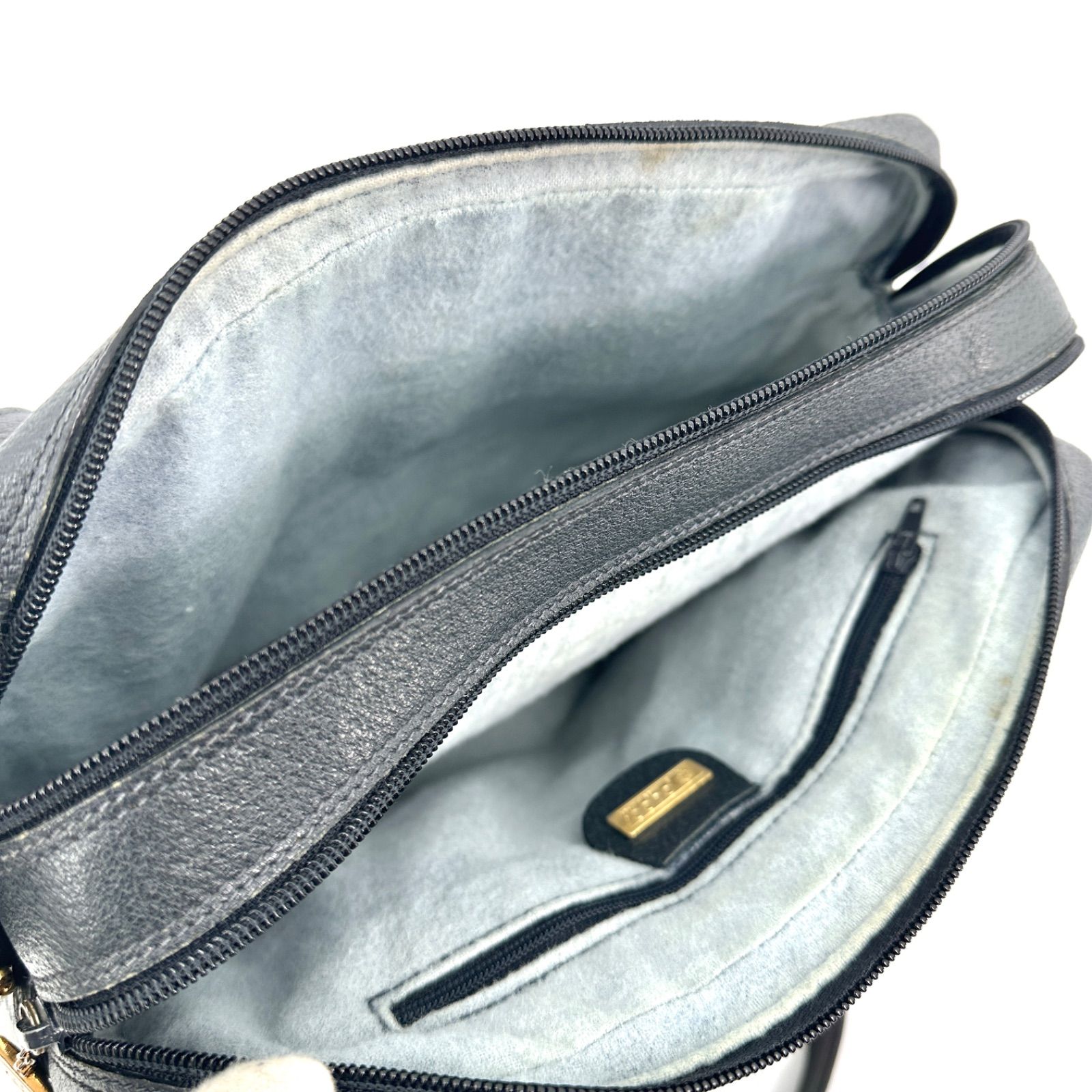 GUCCI シェリーライン ショルダーバッグ ネイビー PVC レザー オールド 
