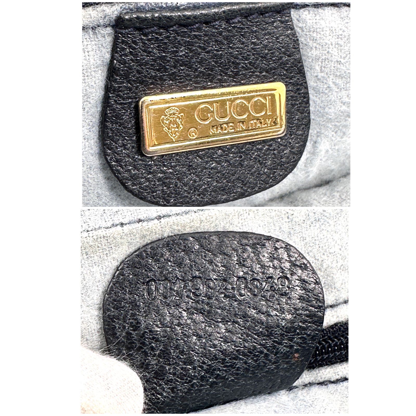 GUCCI シェリーライン ショルダーバッグ ネイビー PVC レザー オールド