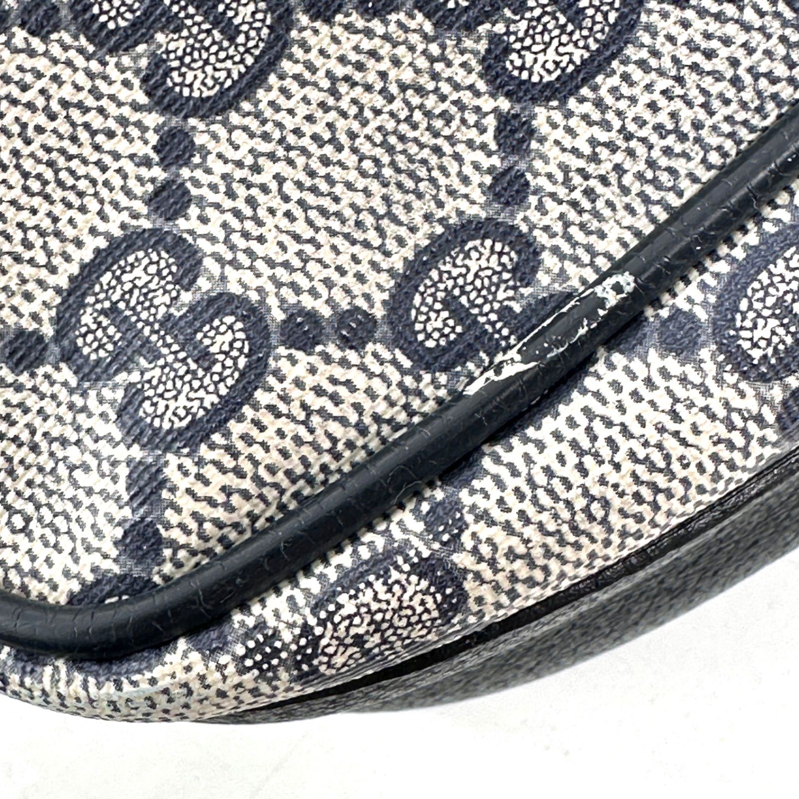 GUCCI シェリーライン ショルダーバッグ ネイビー PVC レザー オールド 